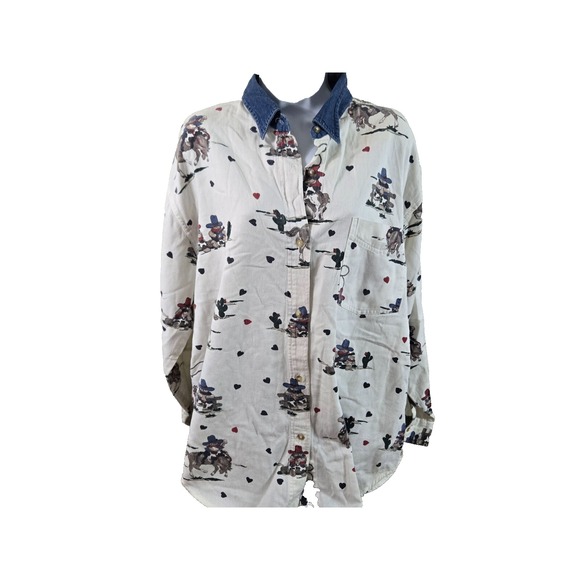 Quizz New York Plus Vintage Long Sleeved Shirt Size 20 Western Bears Ponies - Picture 2 of 4